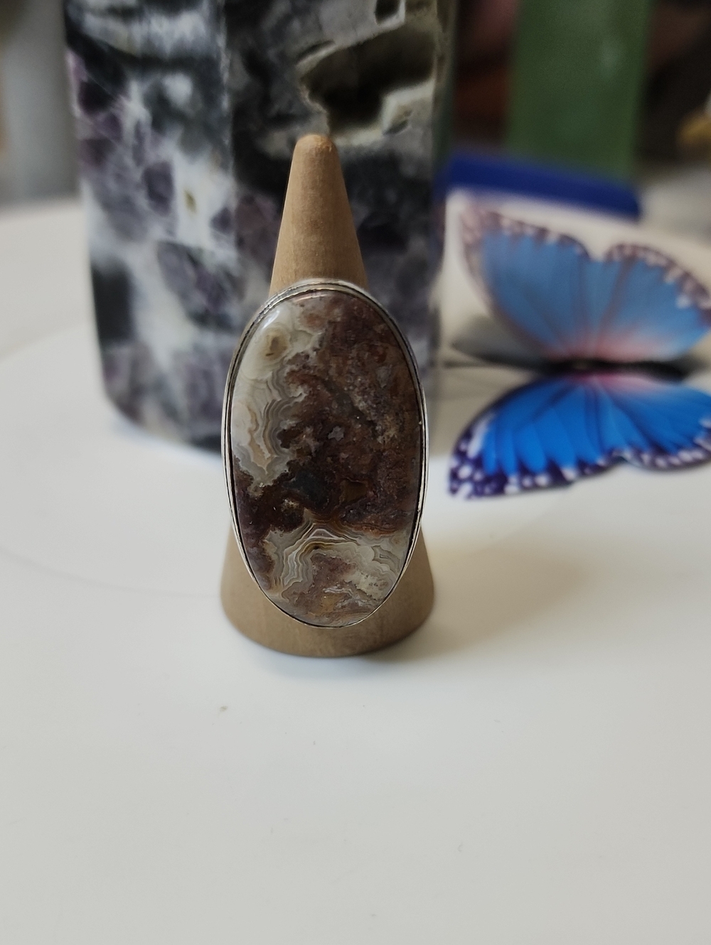 Brown Agate Oval Statement Ring - Women Jewelry